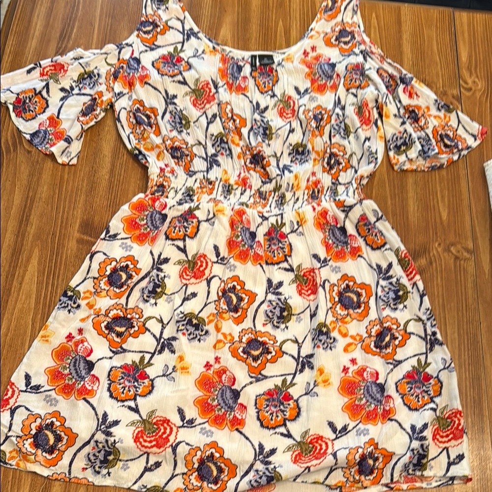 New Directions Kids Floral Dress with Orange and Blue